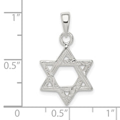 Sterling Silver Textured Star of David Pendant QC4436