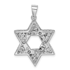 Sterling Silver Rhodium-plated CZ Star of David Pendant QC4439