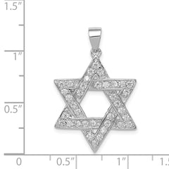 Sterling Silver Rhodium-plated CZ Star of David Pendant QC4439