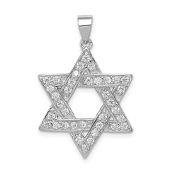 Sterling Silver Rhodium-plated CZ Star of David Pendant QC4439