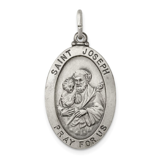 Sterling Silver Antiqued Saint Joseph Medal QC443