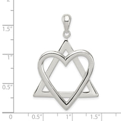 Sterling Silver Star of David Heart Pendant QC4440