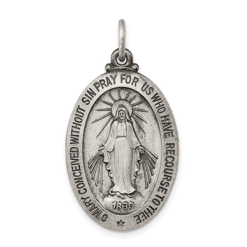 Sterling Silver Antiqued Miraculous Medal QC445
