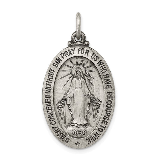 Sterling Silver Antiqued Miraculous Medal QC445