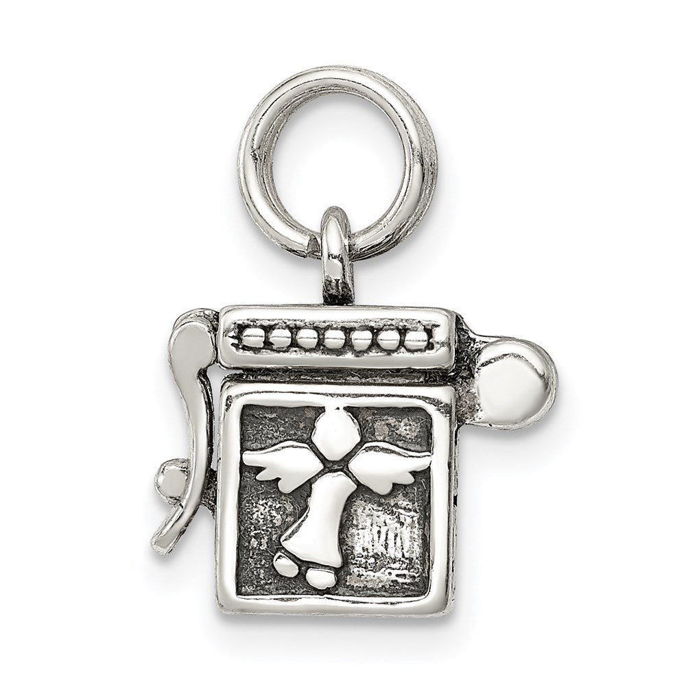 Sterling Silver Antiqued Angel Prayer Box Charm QC4460