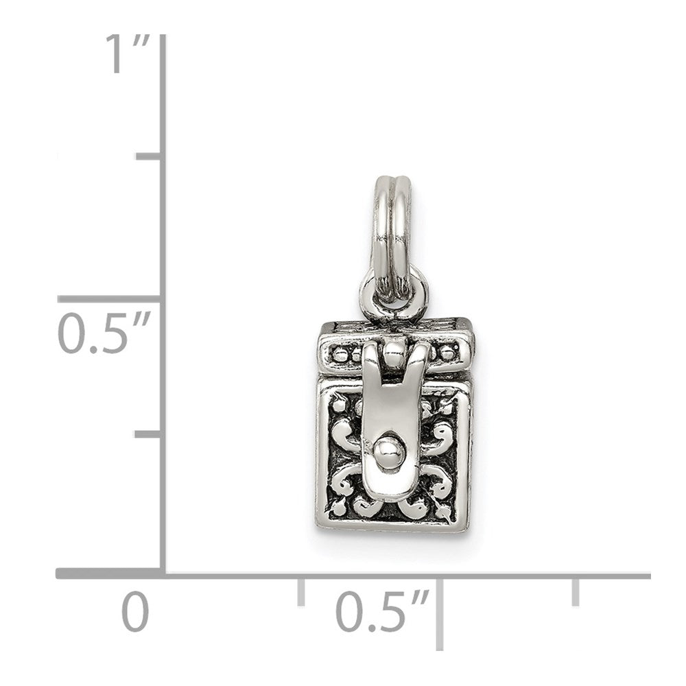 Sterling Silver Antiqued Angel Prayer Box Charm QC4460