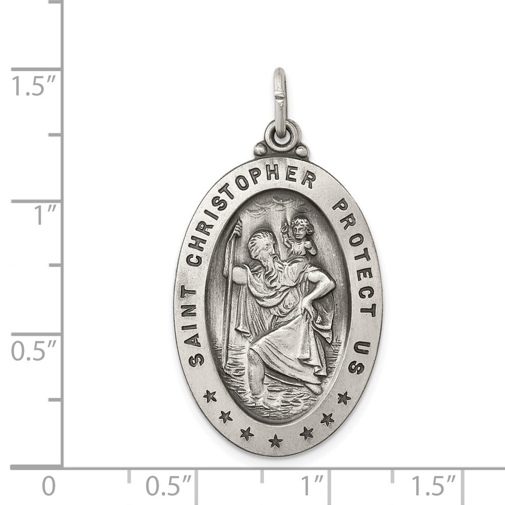 Sterling Silver Antiqued St. Christopher Medal QC447