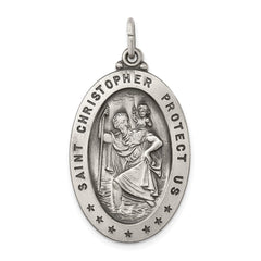 Sterling Silver Antiqued St. Christopher Medal QC447