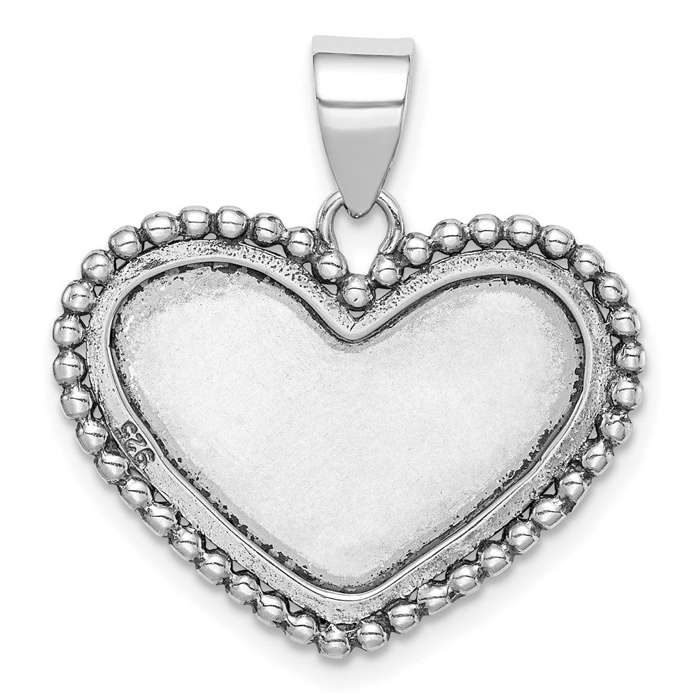 Sterling Silver Rhodium-plated Heart Pendant QC4562