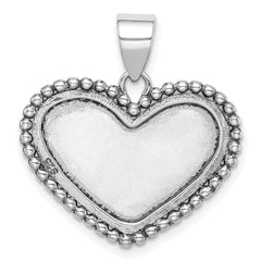 Sterling Silver Rhodium-plated Heart Pendant QC4562