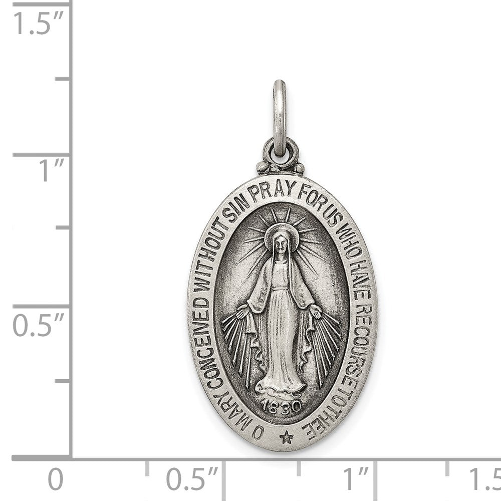 Sterling Silver Antiqued Miraculous Medal QC457