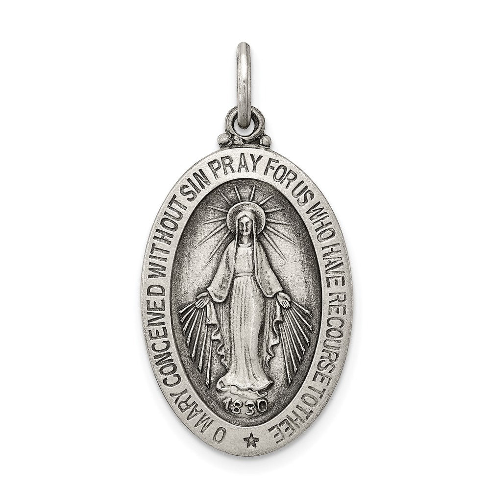 Sterling Silver Antiqued Miraculous Medal QC457