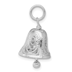 Sterling Silver Rhodium-plated Bell Charm QC4572