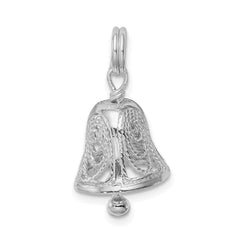Sterling Silver Rhodium-plated Bell Charm QC4572