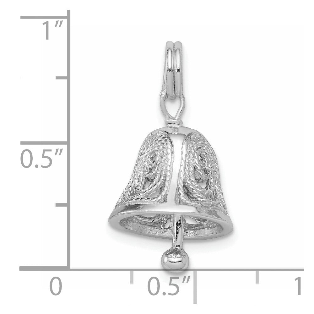 Sterling Silver Rhodium-plated Bell Charm QC4572