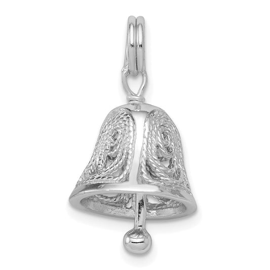 Sterling Silver Rhodium-plated Bell Charm QC4572