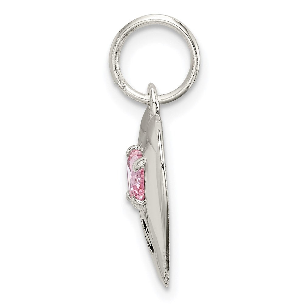 Sterling Silver Rhodium-plated Big Sis CZ Heart Charm QC4578