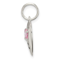 Sterling Silver Rhodium-plated Big Sis CZ Heart Charm QC4578