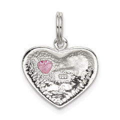 Sterling Silver Rhodium-plated Big Sis CZ Heart Charm QC4578
