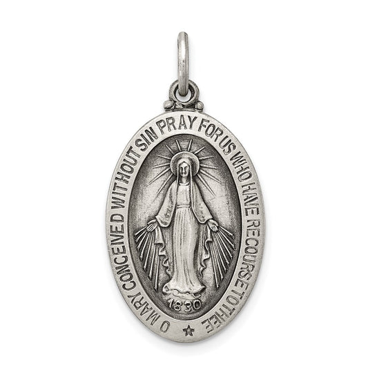 Sterling Silver Antiqued Miraculous Medal QC457