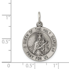 Sterling Silver Antiqued Queen of the Holy Scapular Medal QC459