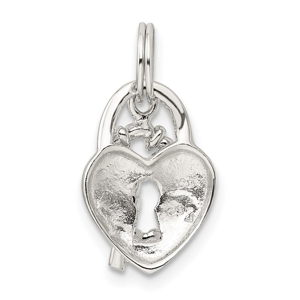 Sterling Silver Rhodium-plated Heart & Key Charm QC4602