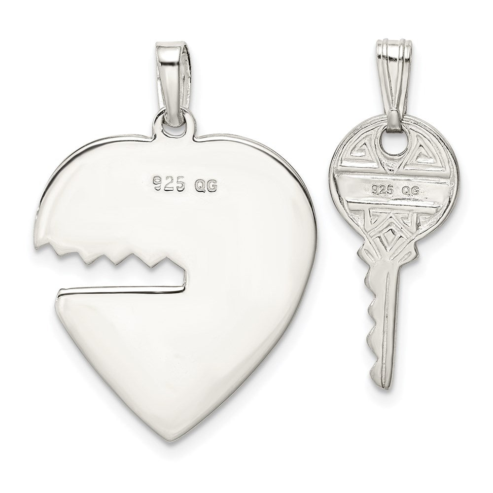 Sterling Silver Heart and Key Charms QC4603