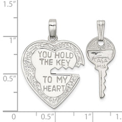 Sterling Silver Heart and Key Charms QC4603