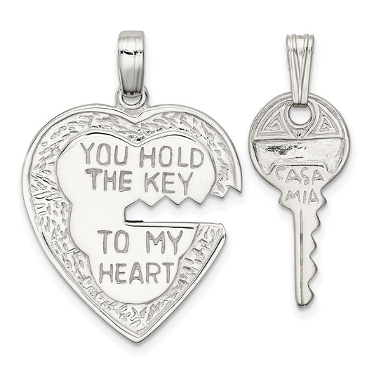 Sterling Silver Heart and Key Charms QC4603