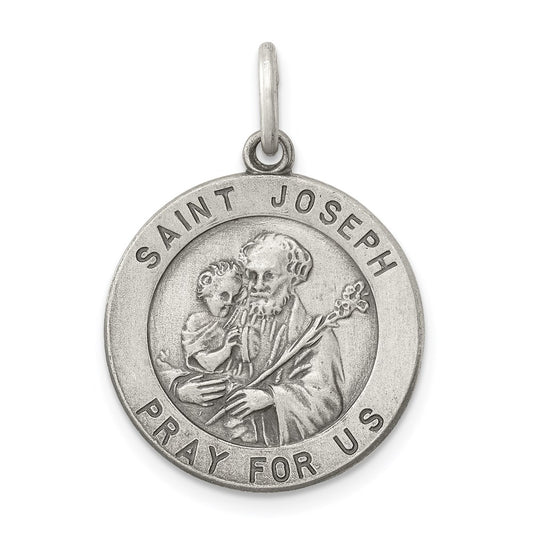 Sterling Silver Antiqued Saint Joseph Medal QC460