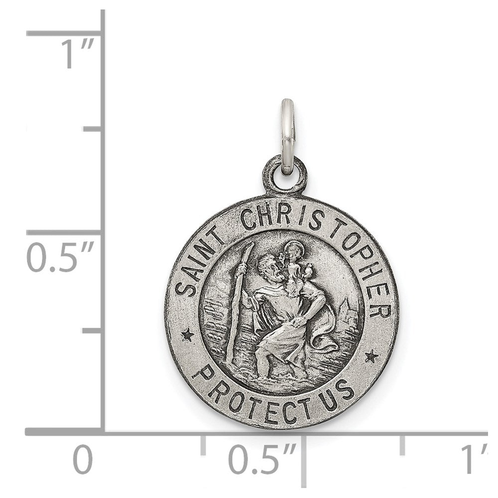 Sterling Silver Antiqued St. Christopher Medal QC462