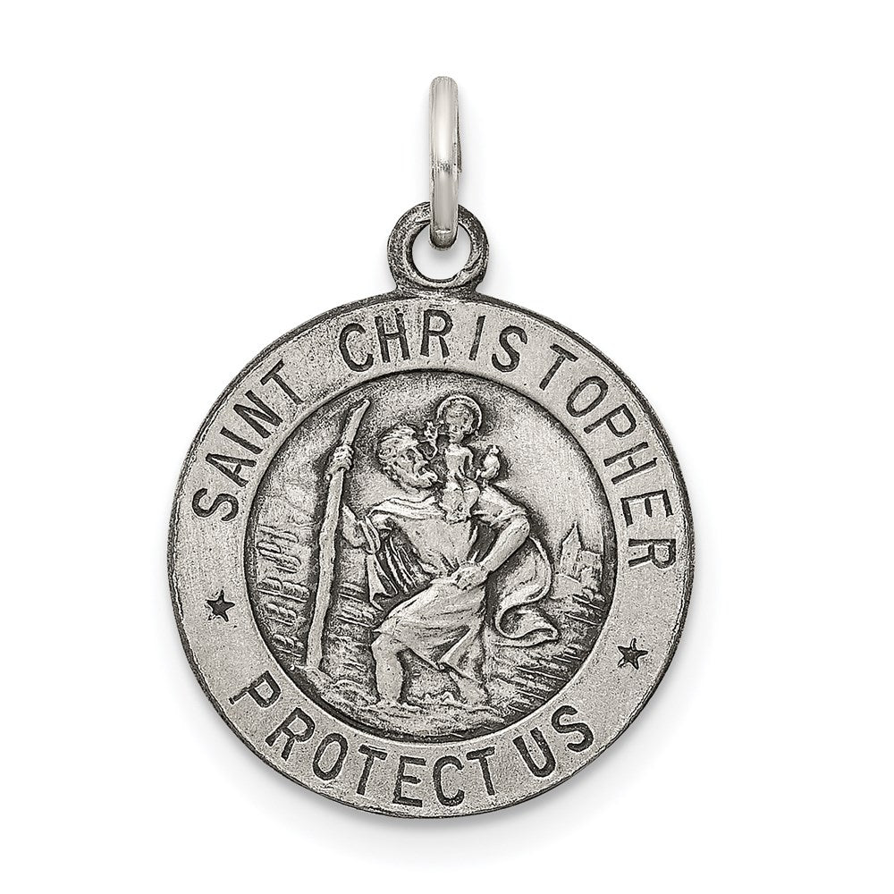 Sterling Silver Antiqued St. Christopher Medal QC462