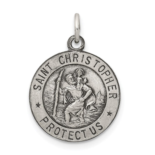Sterling Silver Antiqued St. Christopher Medal QC462