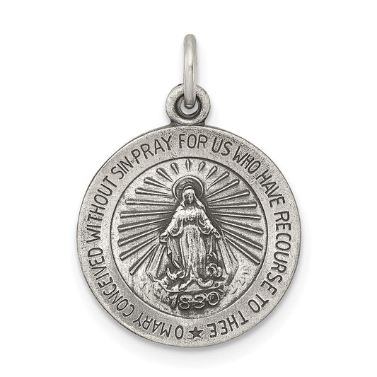 Sterling Silver Antiqued Miraculous Medal QC463