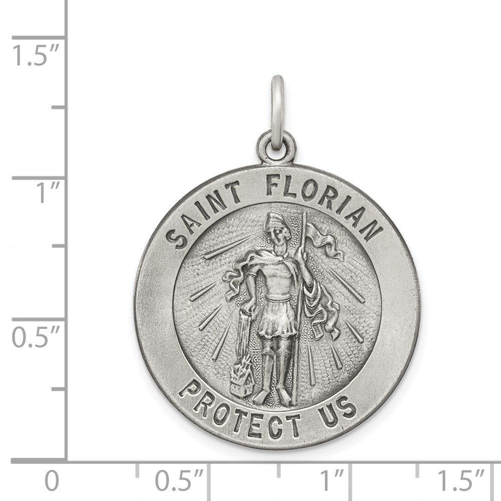 Sterling Silver Antiqued Saint Florian Medal QC464
