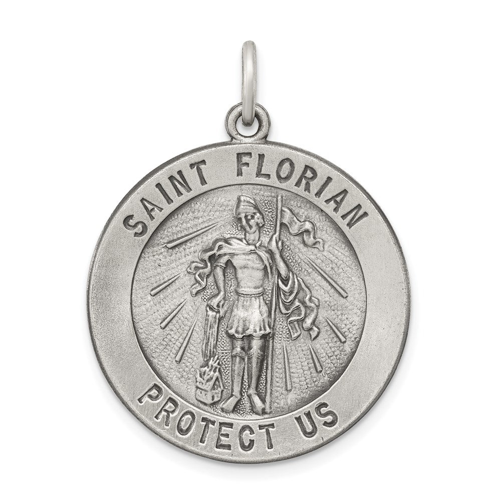Sterling Silver Antiqued Saint Florian Medal QC464