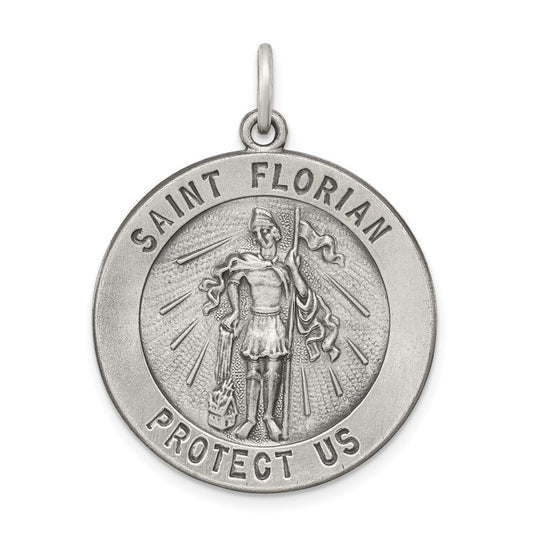 Sterling Silver Antiqued Saint Florian Medal QC464