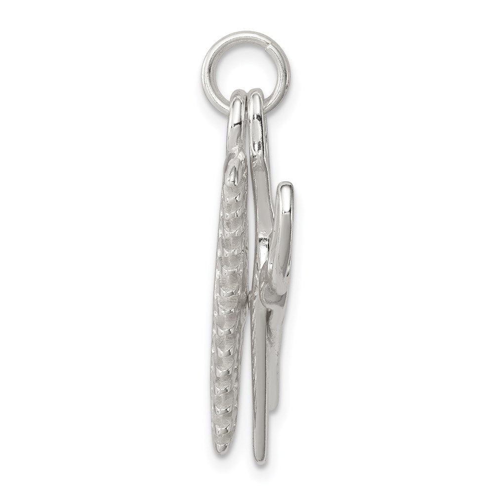 Sterling Silver Rhodium-plated Comb & Scissor Charm QC4653