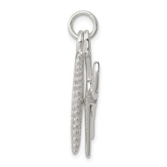 Sterling Silver Rhodium-plated Comb & Scissor Charm QC4653