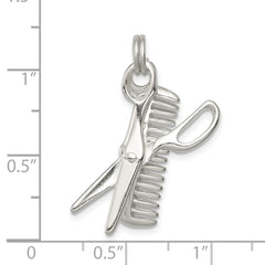 Sterling Silver Rhodium-plated Comb & Scissor Charm QC4653