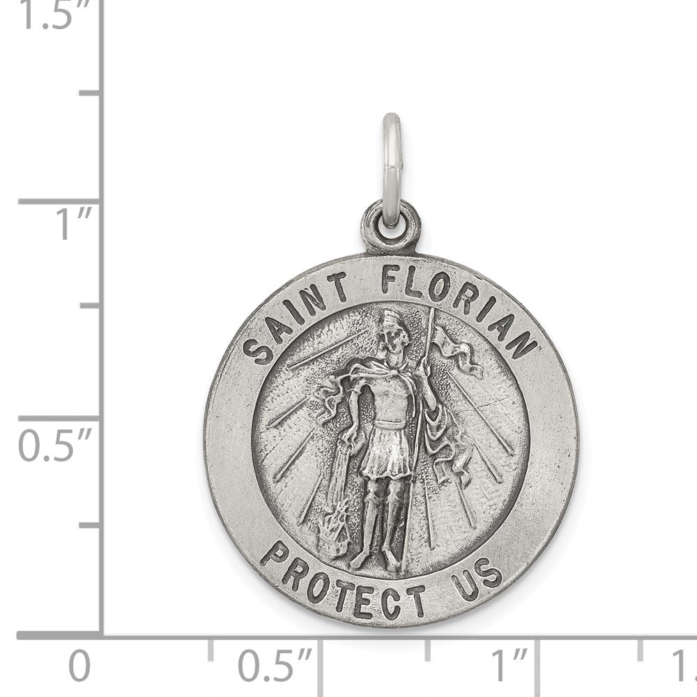 Sterling Silver Antiqued Saint Florian Medal QC466