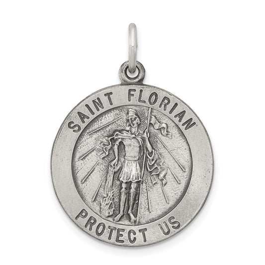 Sterling Silver Antiqued Saint Florian Medal QC466