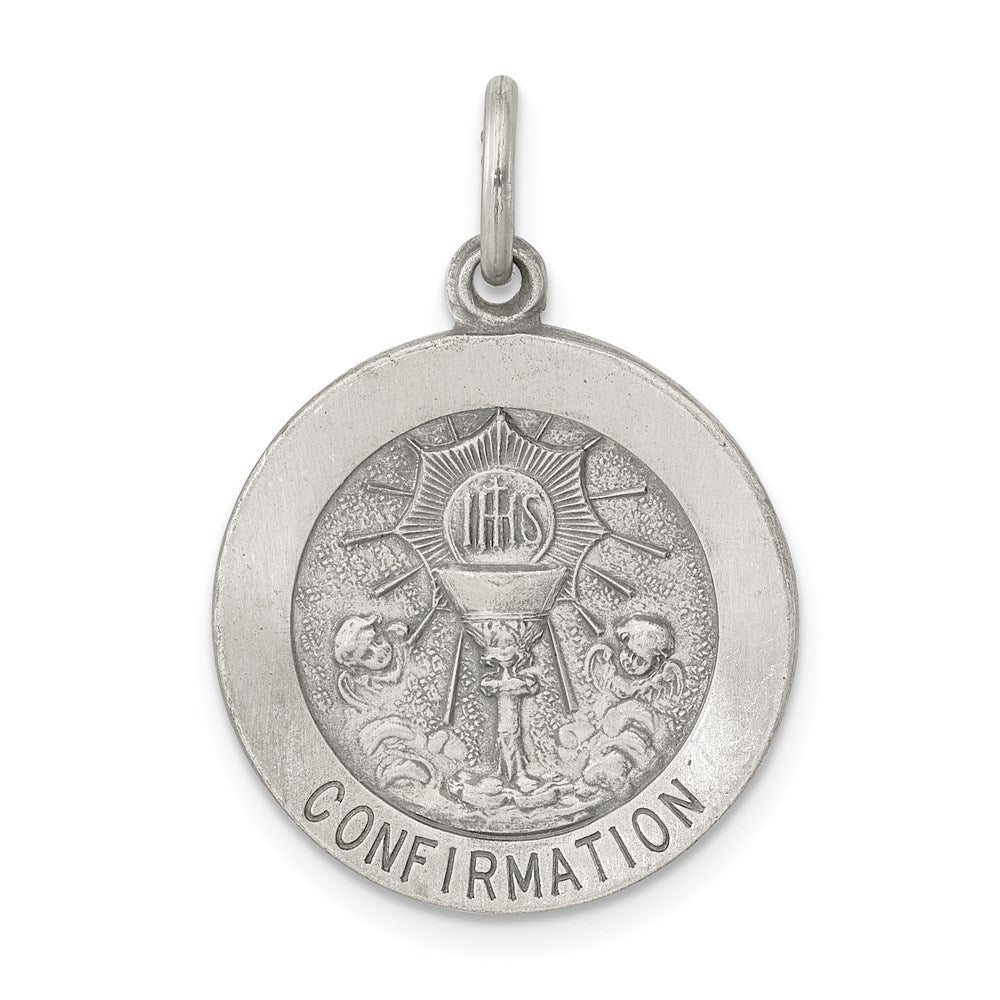 Sterling Silver Antiqued Confirmation Medal Charm QC467