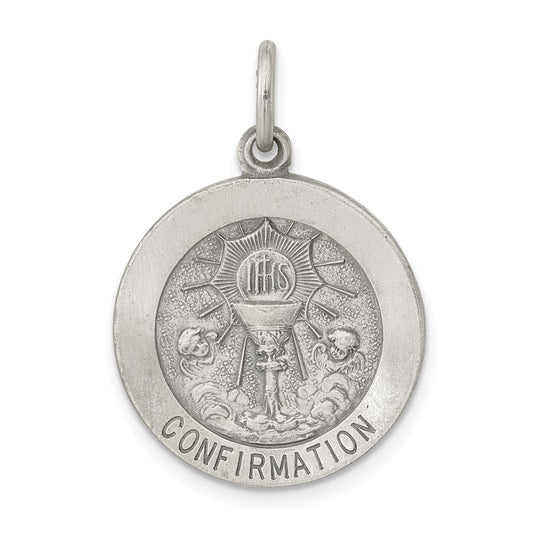 Sterling Silver Antiqued Confirmation Medal Charm QC467
