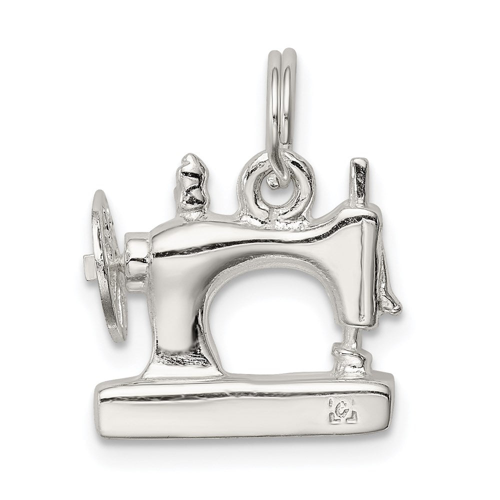 Sterling Silver Rhodium-plated Sewing Machine Charm QC4680