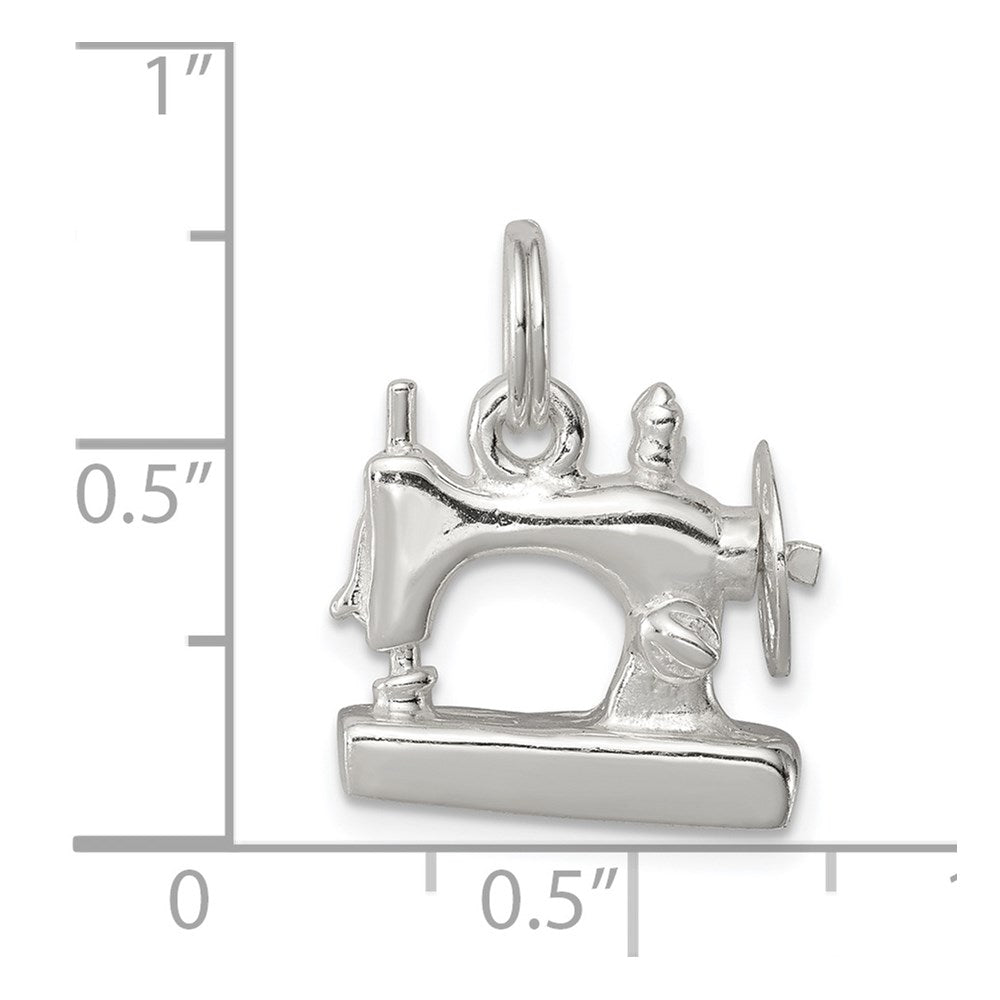 Sterling Silver Rhodium-plated Sewing Machine Charm QC4680