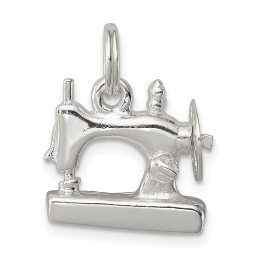 Sterling Silver Rhodium-plated Sewing Machine Charm QC4680