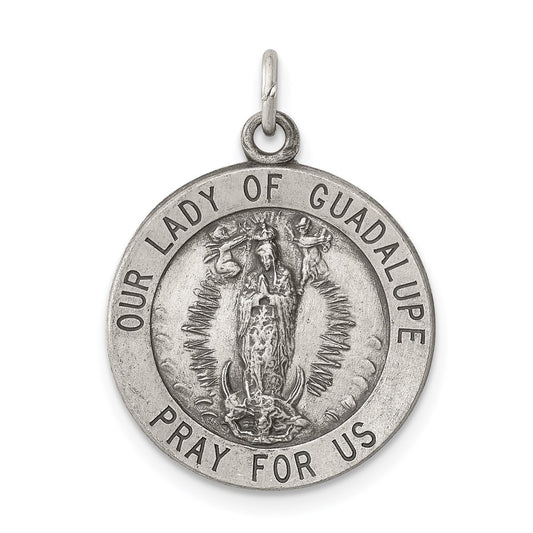 Sterling Silver Antiqued Our Lady of Guadalupe Medal QC469