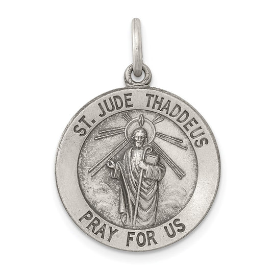 Sterling Silver Antiqued St. Jude Thaddeus Medal QC470