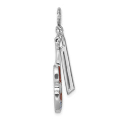 Sterling Silver Rhodium-plated Enameled & Preciosa Crystal Violin Charm QC4768